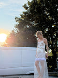 Sheer Tulle Midi with Lace Trim