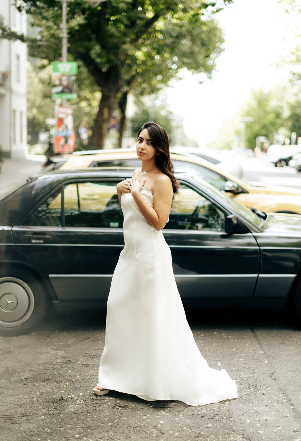 Pearl-Trimmed Elegant Bridal Dress