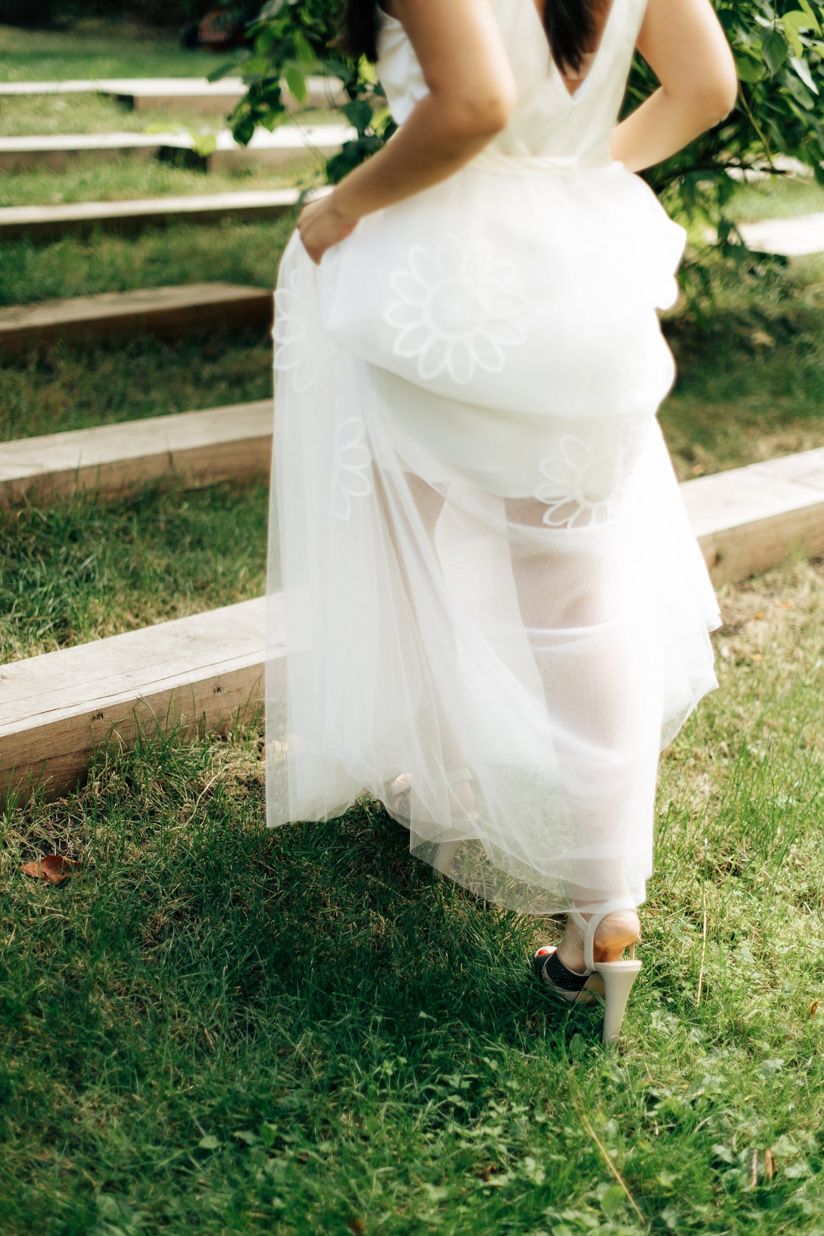 Floral Appliqué Garden Wedding Dress