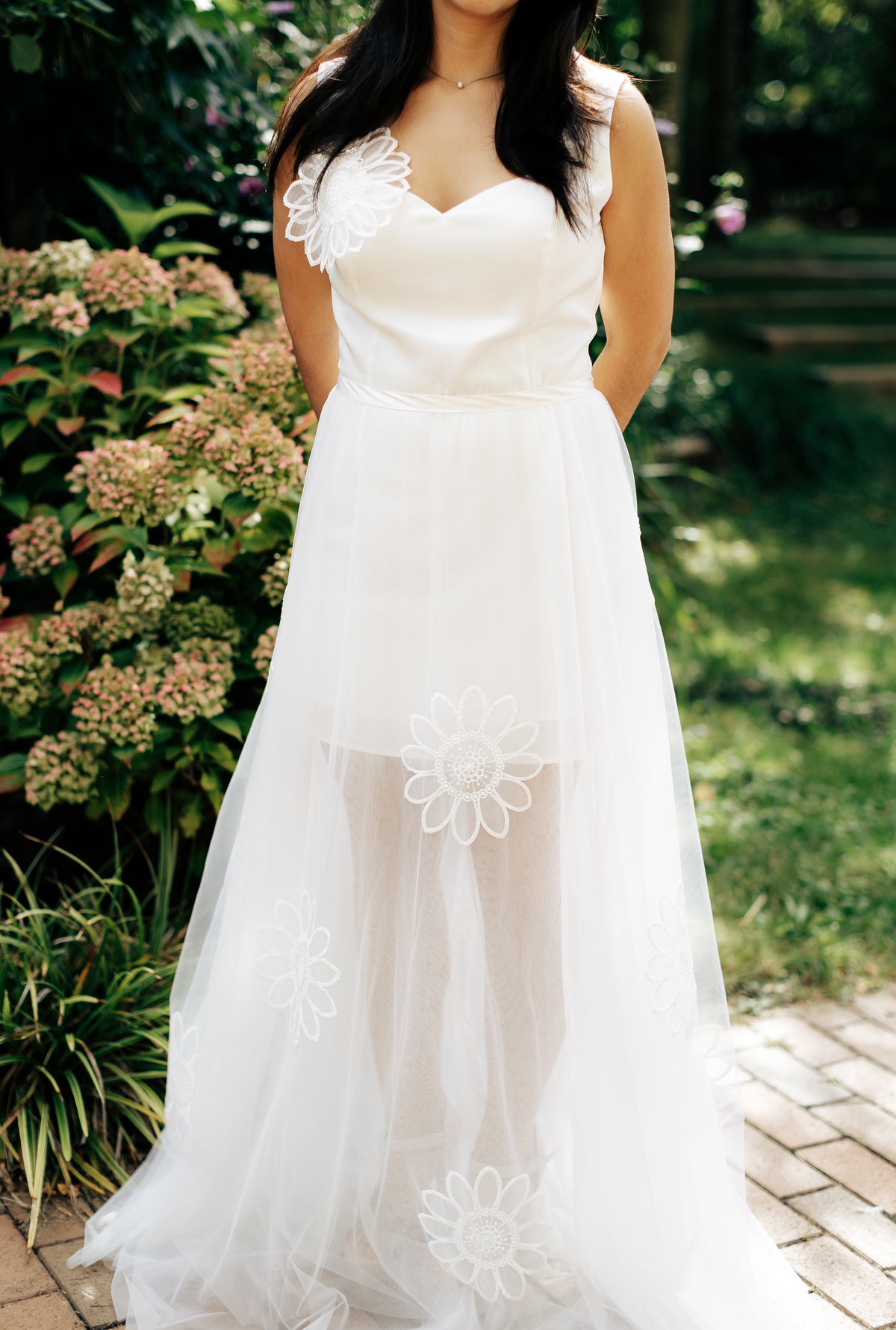 Floral Appliqué Garden Wedding Dress